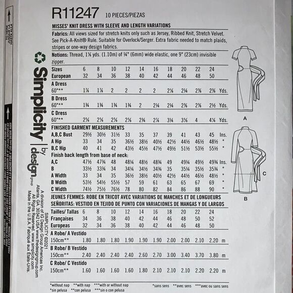 Simplicity size 6 women's dress Pattern - Picture 2 of 2